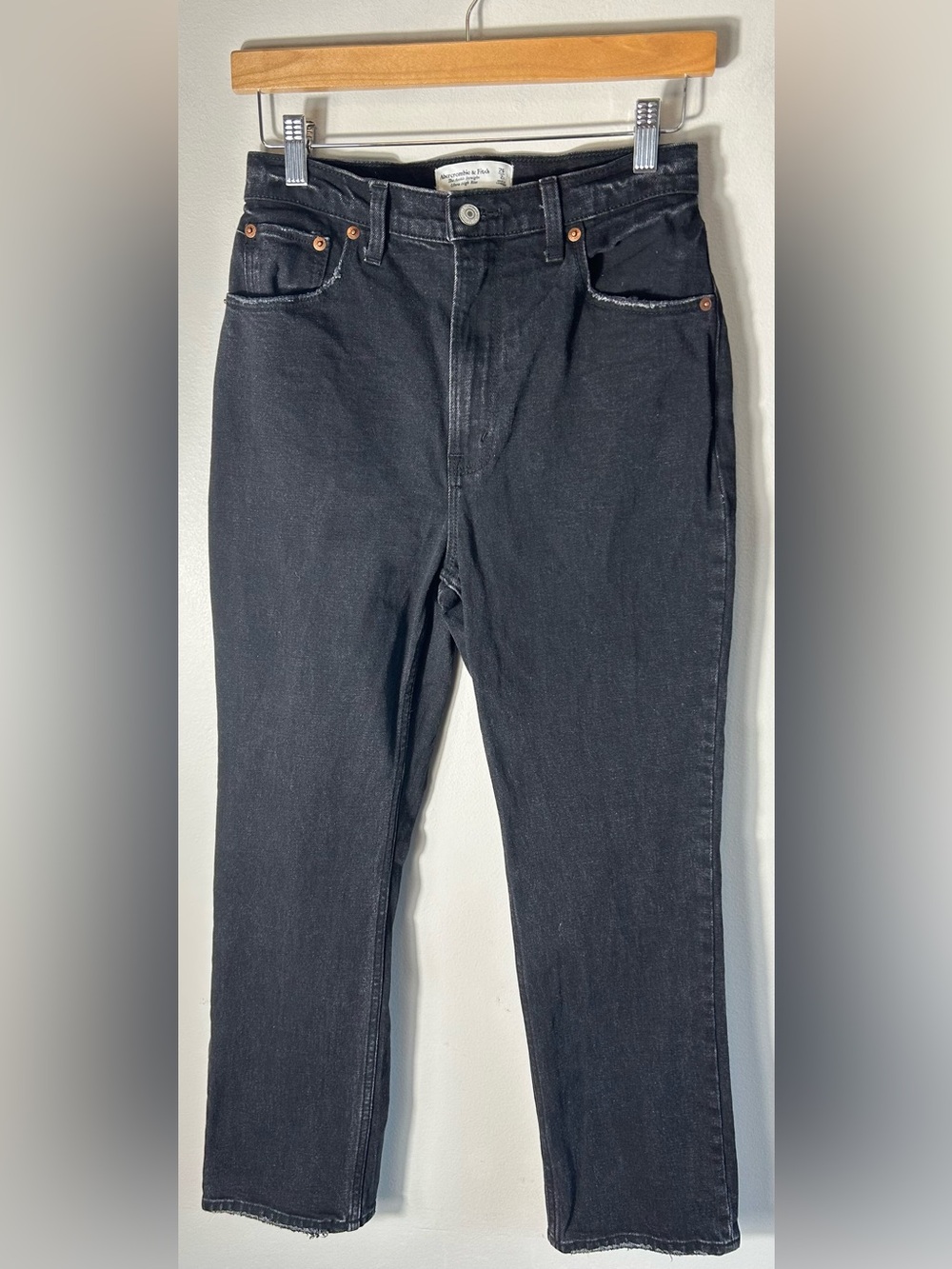 Abercrombie Fitch The Ankle Straight Ultra High Rise Black Jeans Womens 26 2R